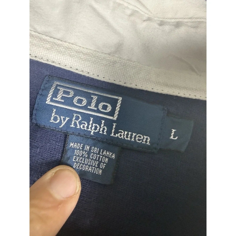 VTG Polo Ralph Lauren Rugby Polo Shirt Men Large Bullion Wire Crest Nautical 90s